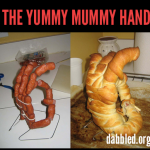 yummy sausage mummy hand for halloween dabbled.org