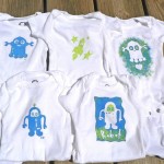 Stenciled Robot Onesies