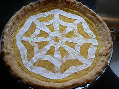 Decorating the Lemon Pie- Tissue paper snowflake