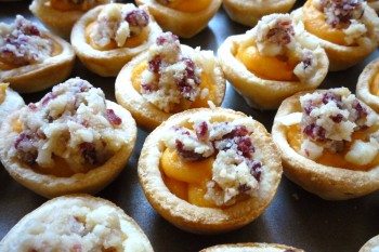 Ready to be cooked: Sweet Potato Tartlets w Macadamia-Cranberry topping
