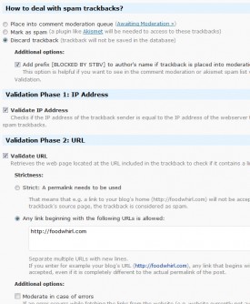 Settings recommended for Simple Trackback Validation plugin - wordpress