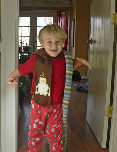 The Boy in his New Robot Scarf