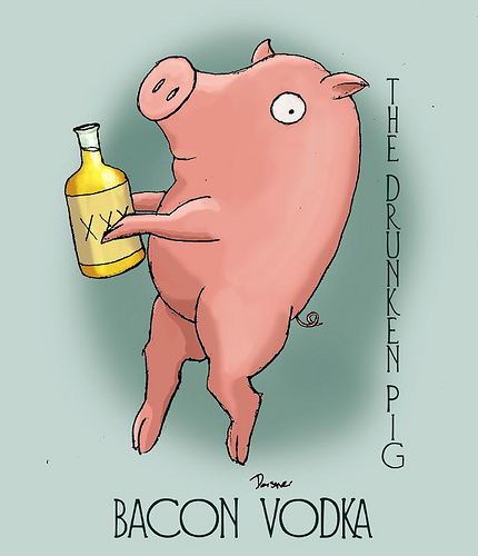 Drunken Pig - Bacon Vodka label