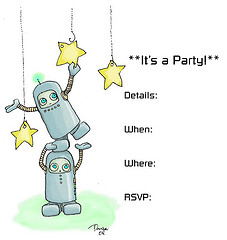 Robot Spaceman Party Invitation