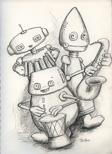 Original sketch, robot band