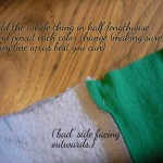 Fold in half lengthwise, and pin each stripe.
