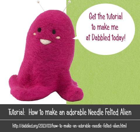 Needle felt Purple alien inspired by Pikmin